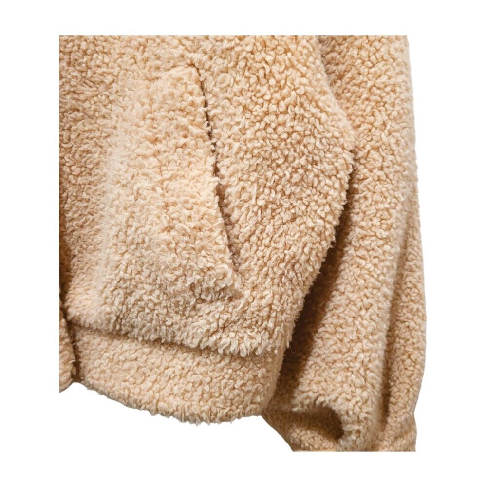 & OTHER STORIES Faux Shearling Teddy Jacket Sz 8 Beige Neutral Tan - Picture 4 of 8